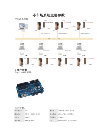 停车场系统主要参数