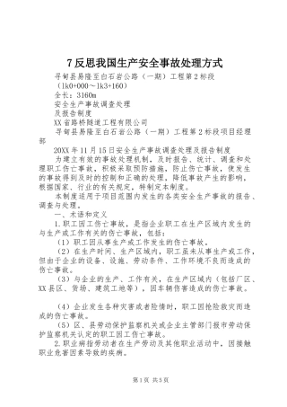 反思我国生产安全事故处理方式