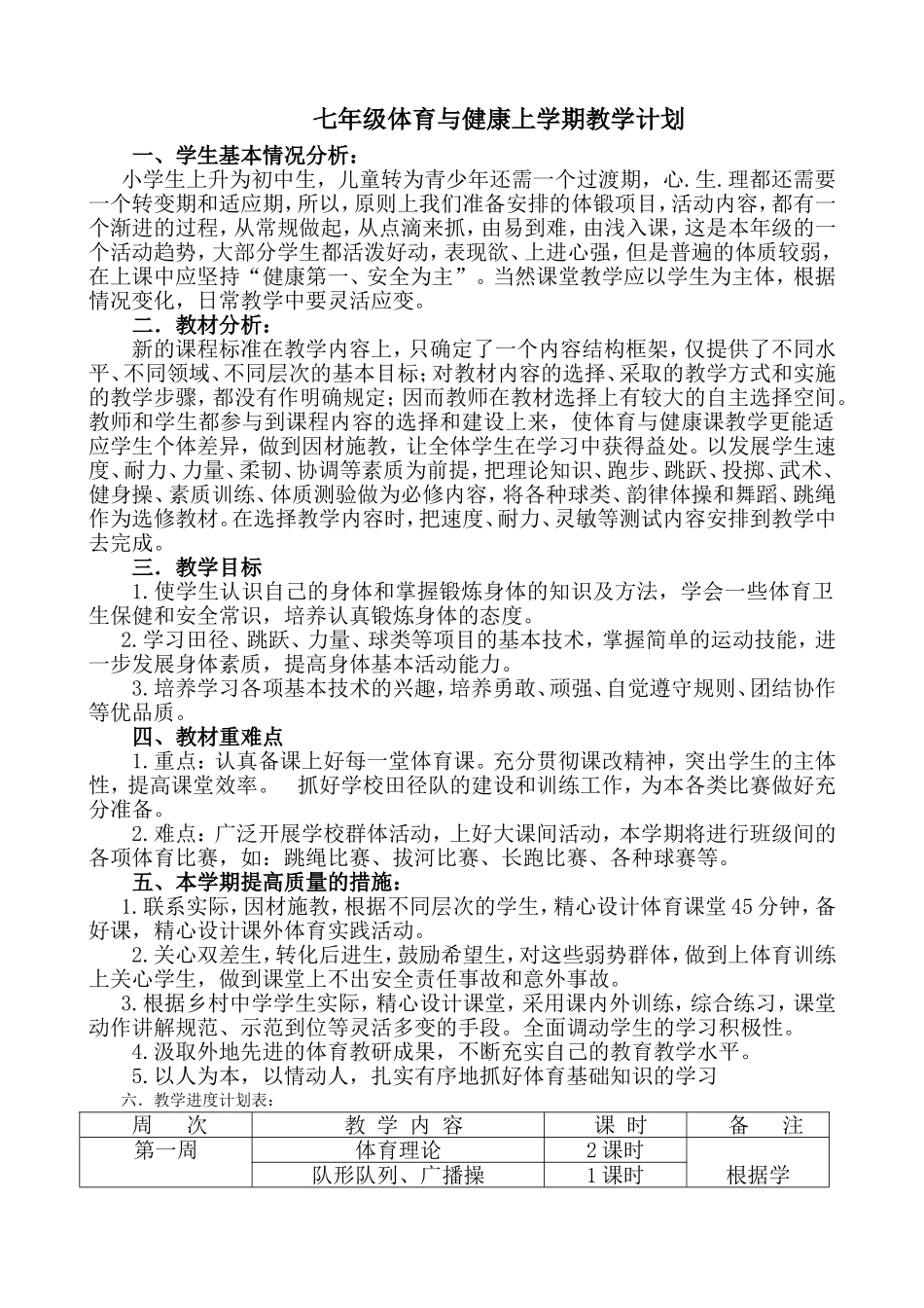体育与健康教学计划(同名18110)_第2页