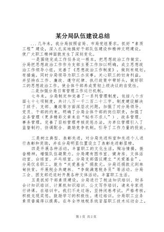 分局队伍建设总结