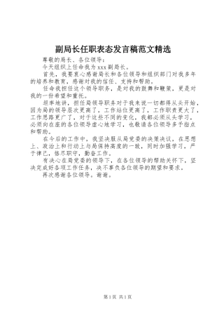 副局长任职表态讲话稿范文