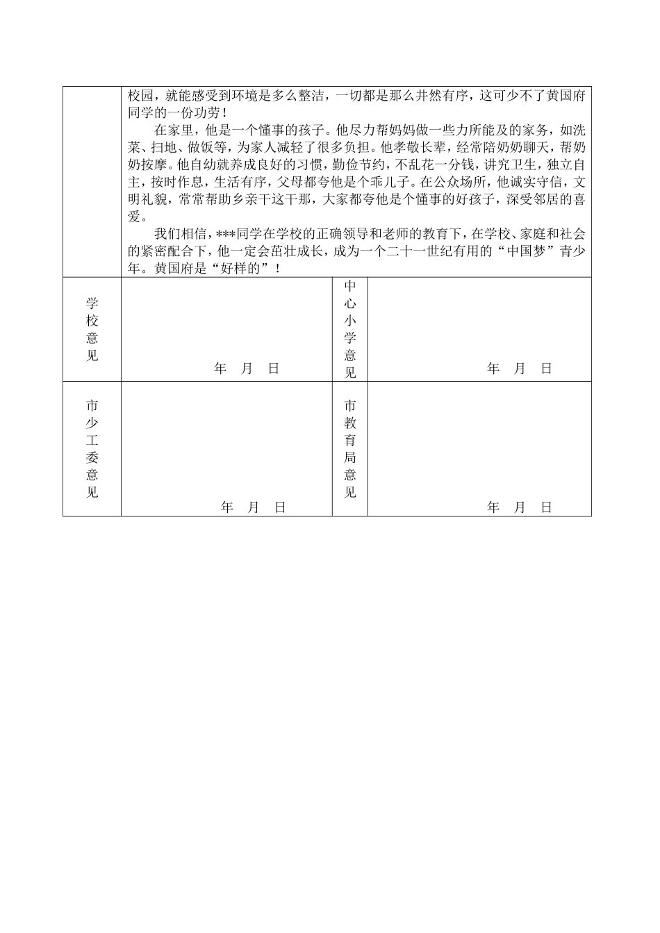 优秀少先队员推荐表(市级)_第2页