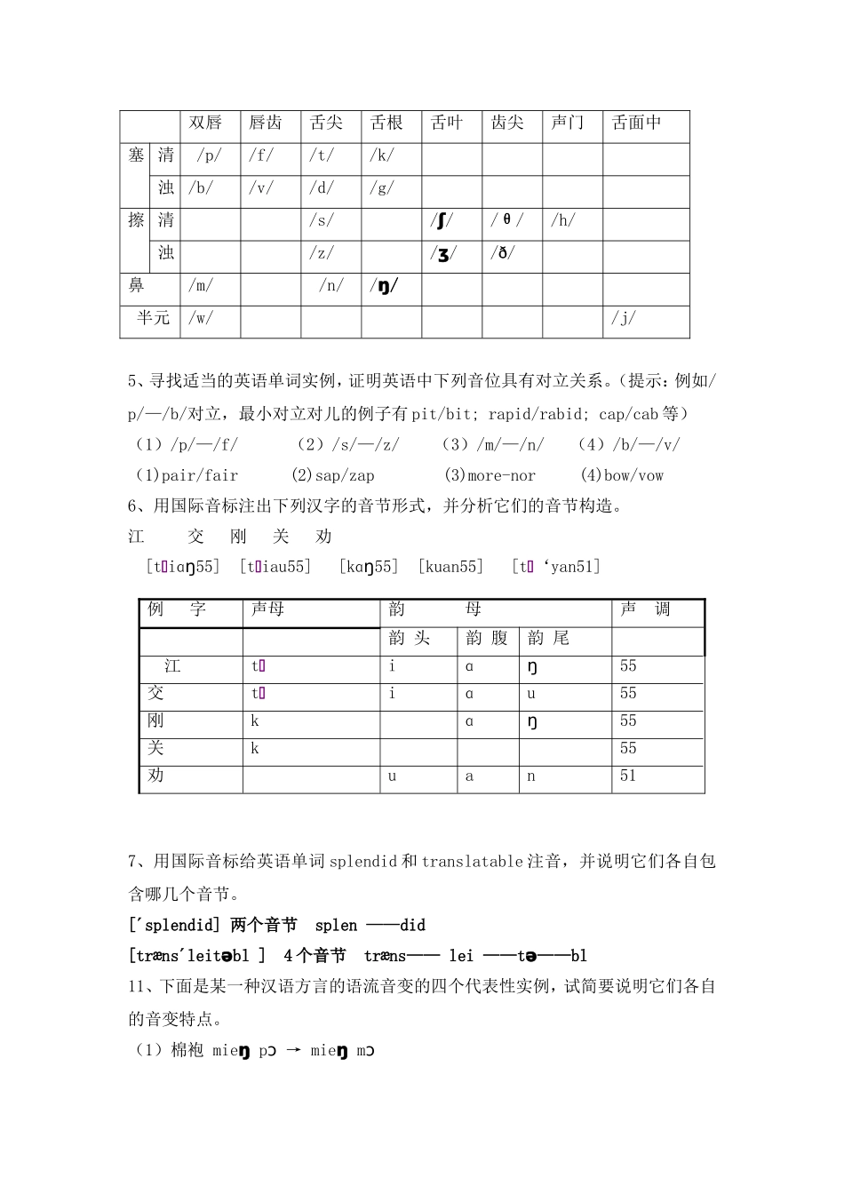 修订版《语言学纲要》第三章-语音和音系答案_第3页