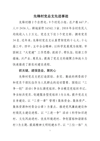 先锋村全盟先进党组织材料