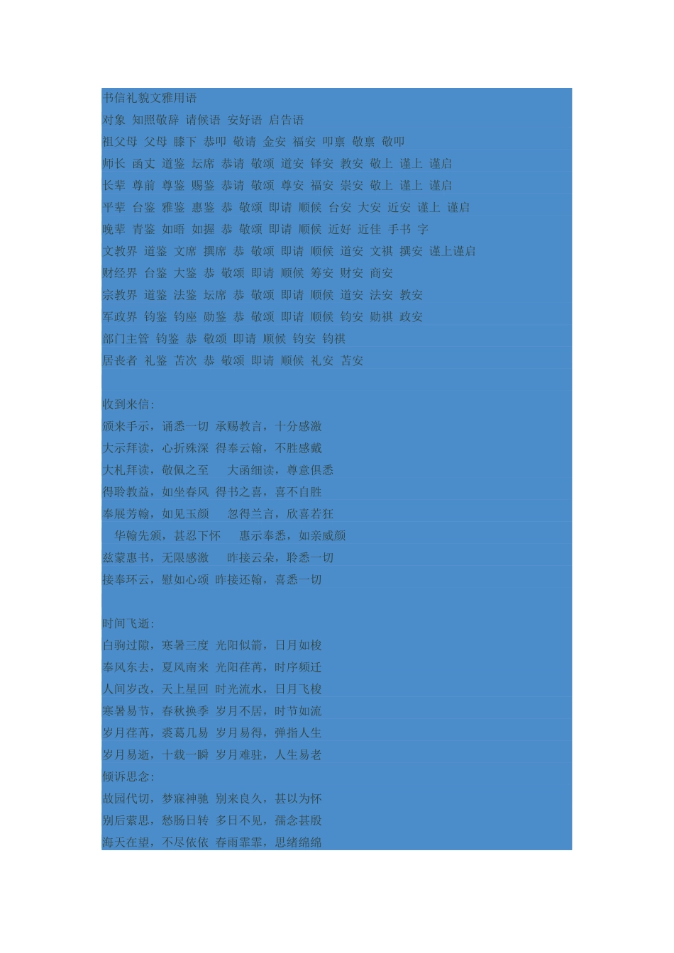 信函礼貌用语_第1页