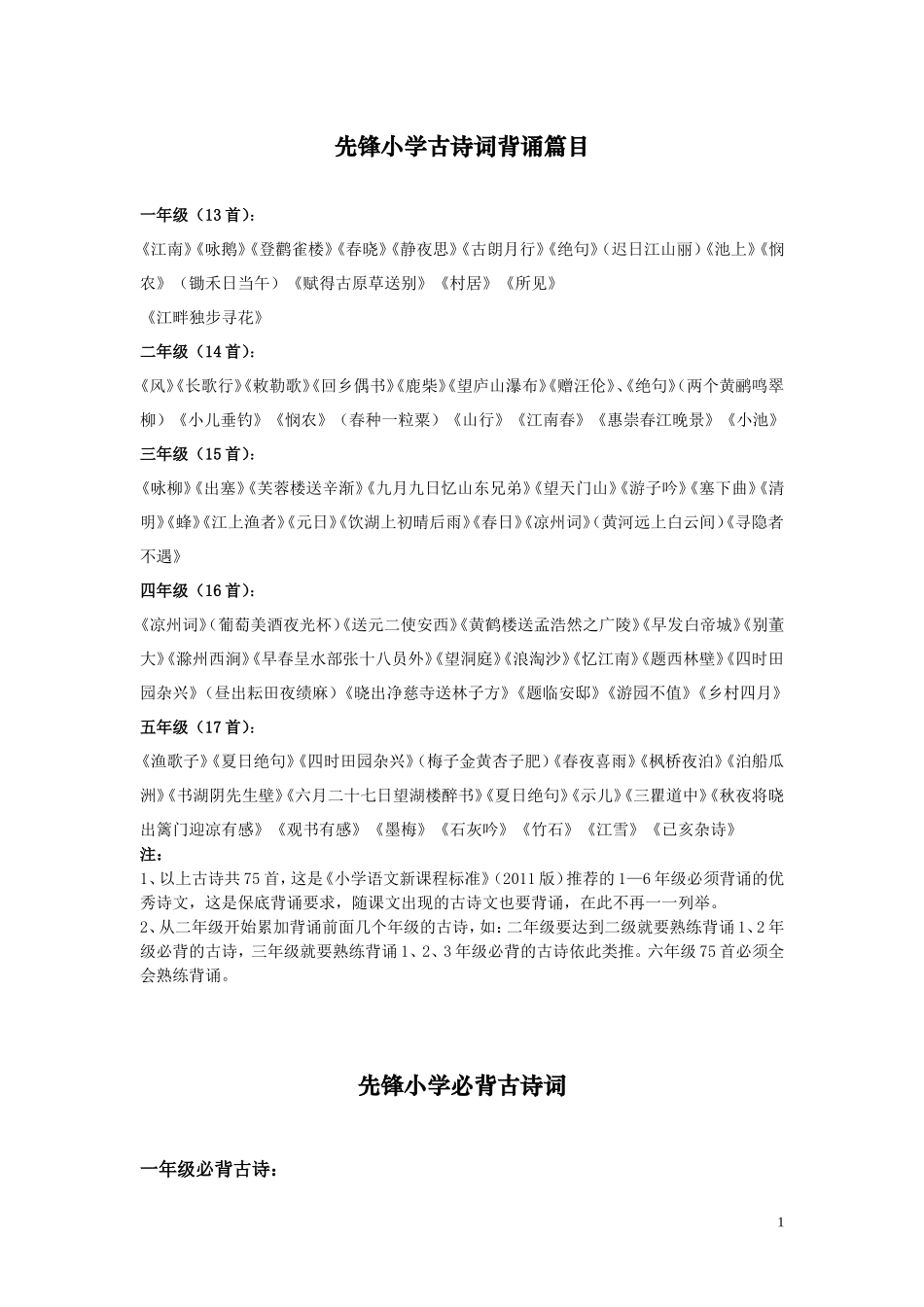 先锋小学古诗词背诵篇目_第1页