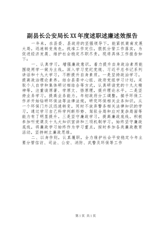 副县长公安局长年度述职述廉述效报告