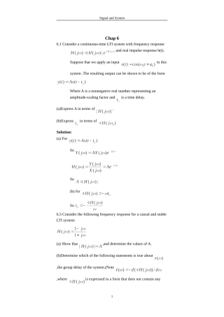 信号与系统第二版课后习题解答(6-7-9)奥本海姆
