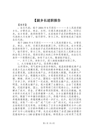 副乡长述职报告