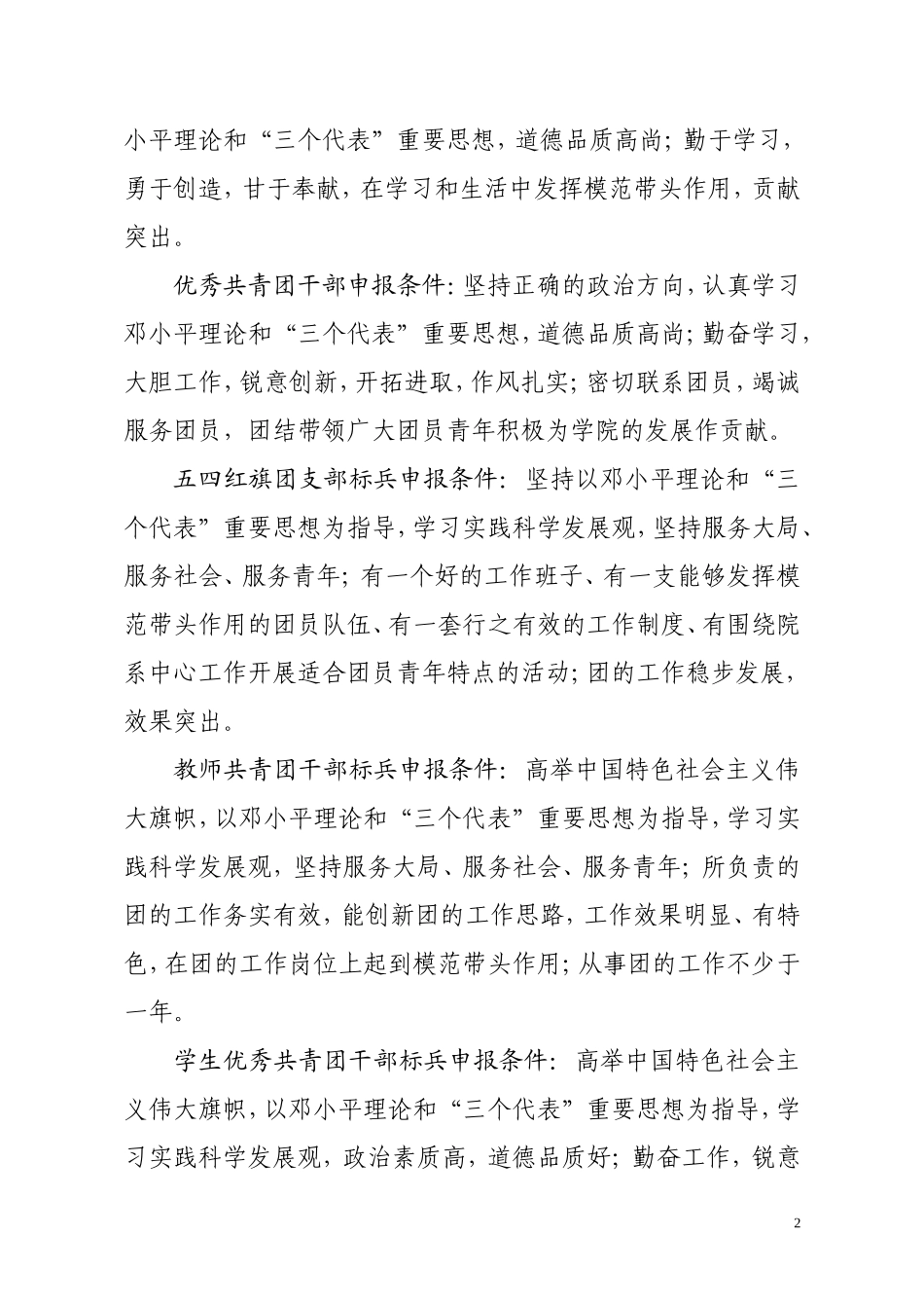 优秀团员评比表格_第2页