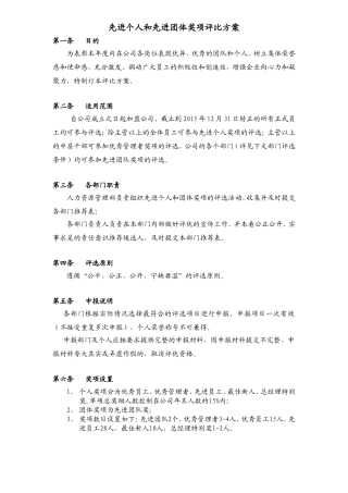 先进个人和先进团体奖项评比方案(最新版)