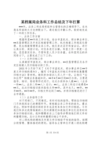 档案局业务科工作总结及下年打算