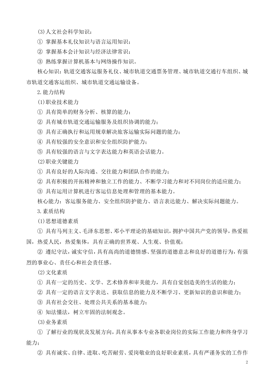 修改后城市轨道交通运营管理专业人才培养方案_第2页