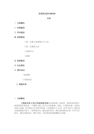 优秀团支部申请材料