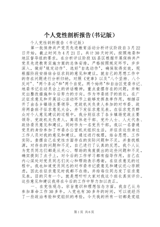 个人党性剖析报告书记版）