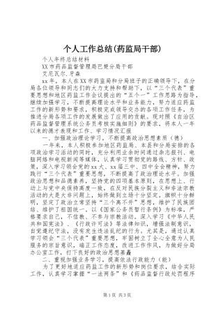 个人工作总结药监局干部