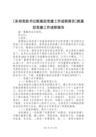 各局党组书记抓基层党建工作述职报告抓基层党建工作述职报告