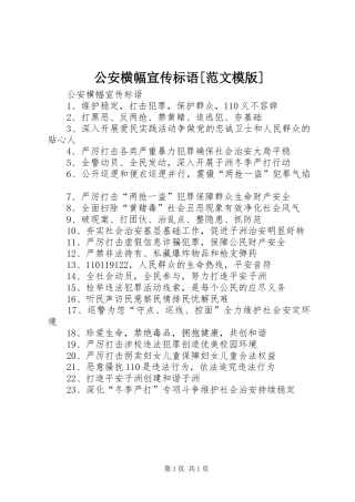 公安横幅宣传标语范文模版