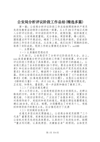 公安局分析评议阶段工作总结多篇