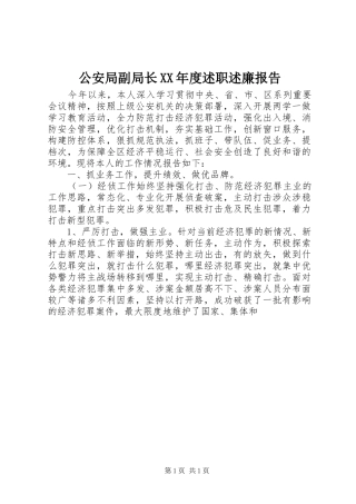 公安局副局长年度述职述廉报告
