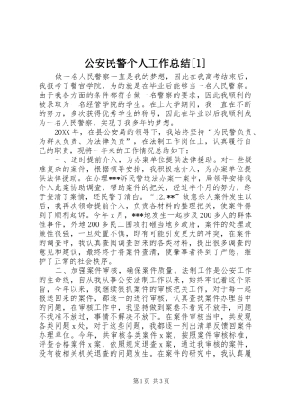 公安民警个人工作总结