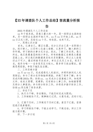 调查队个人工作总结客流量分析报告