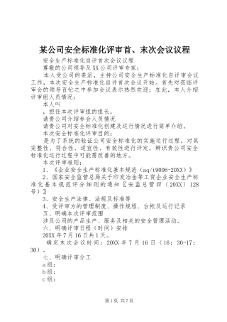 公司安全标准化评审首末次会议议程