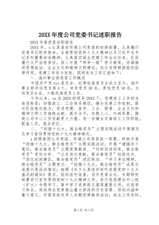 公司党委书记述职报告