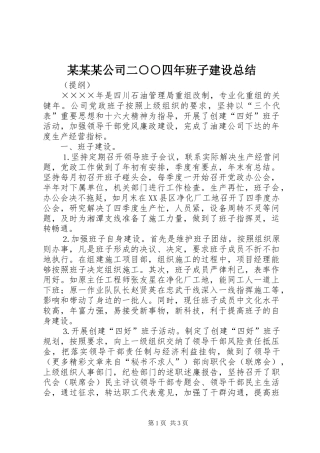 公司二四年班子建设总结