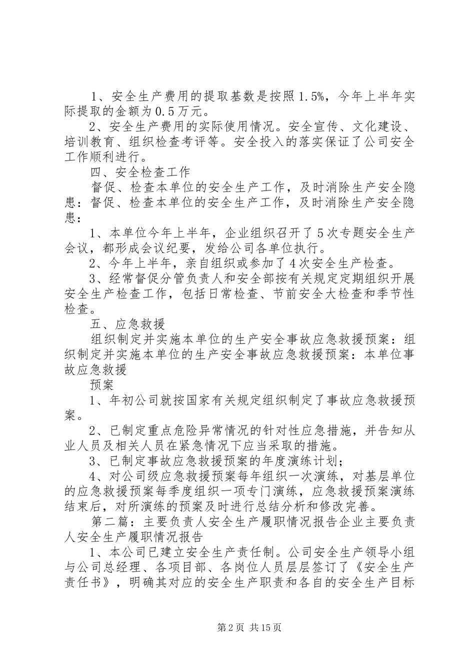 公司负责人安全生产履职情况报告_第2页