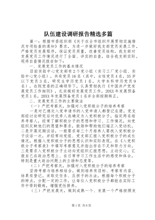 队伍建设调研报告多篇