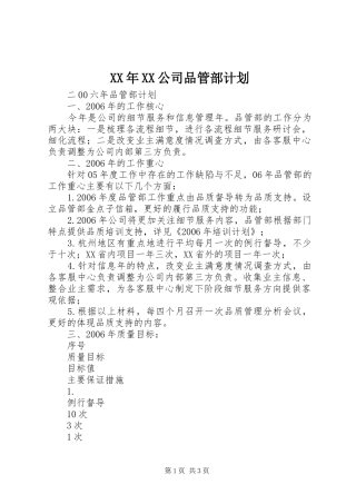 公司品管部计划