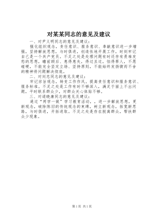 对同志的意见及建议