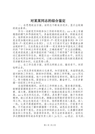 对同志的综合鉴定