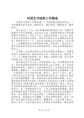 对团支书述职工作