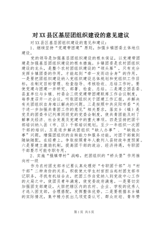 对县区基层团组织建设的意见建议