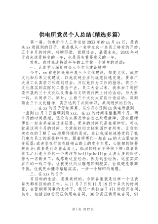 供电所党员个人总结多篇