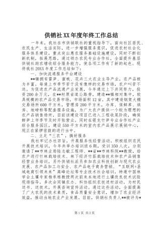 供销社年度年终工作总结