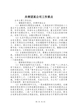 共青团公司工作要点