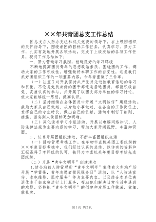共青团总支工作总结