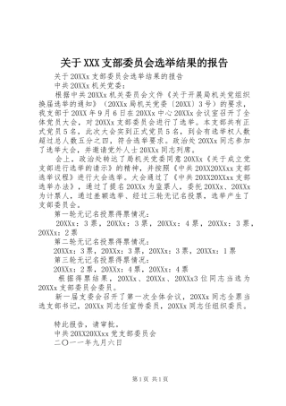 关于X支部委员会选举结果的报告