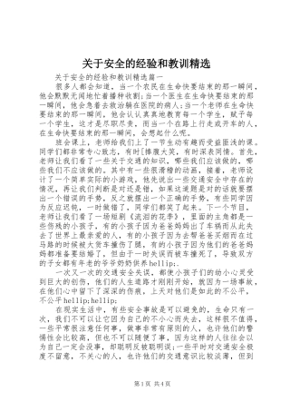 关于安全的经验和教训