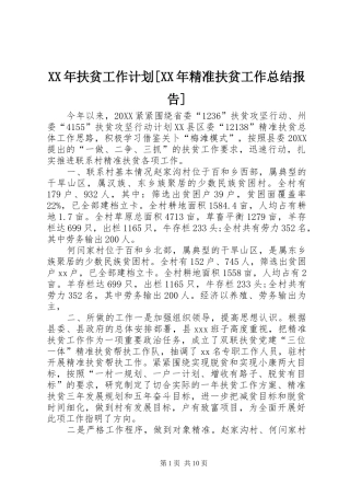 扶贫工作计划精准扶贫工作总结报告