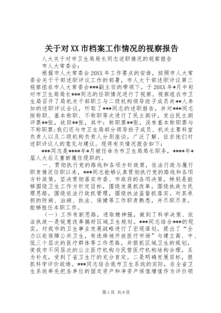 关于对市档案工作情况的视察报告