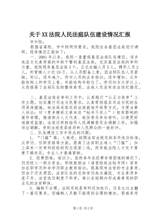 关于法院人民法庭队伍建设情况汇报