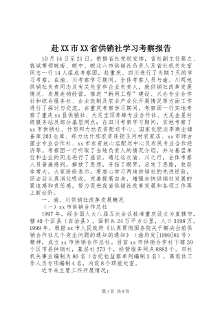 赴市省供销社学习考察报告