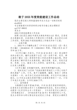 敢于年度效能建设工作总结