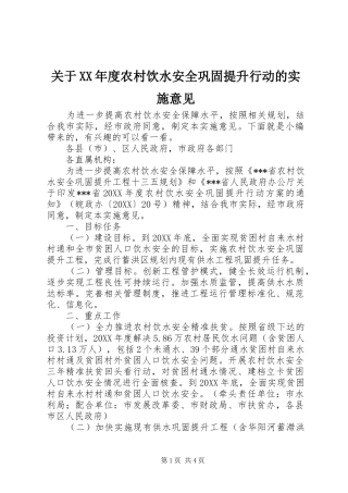 关于年度农村饮水安全巩固提升行动的实施意见