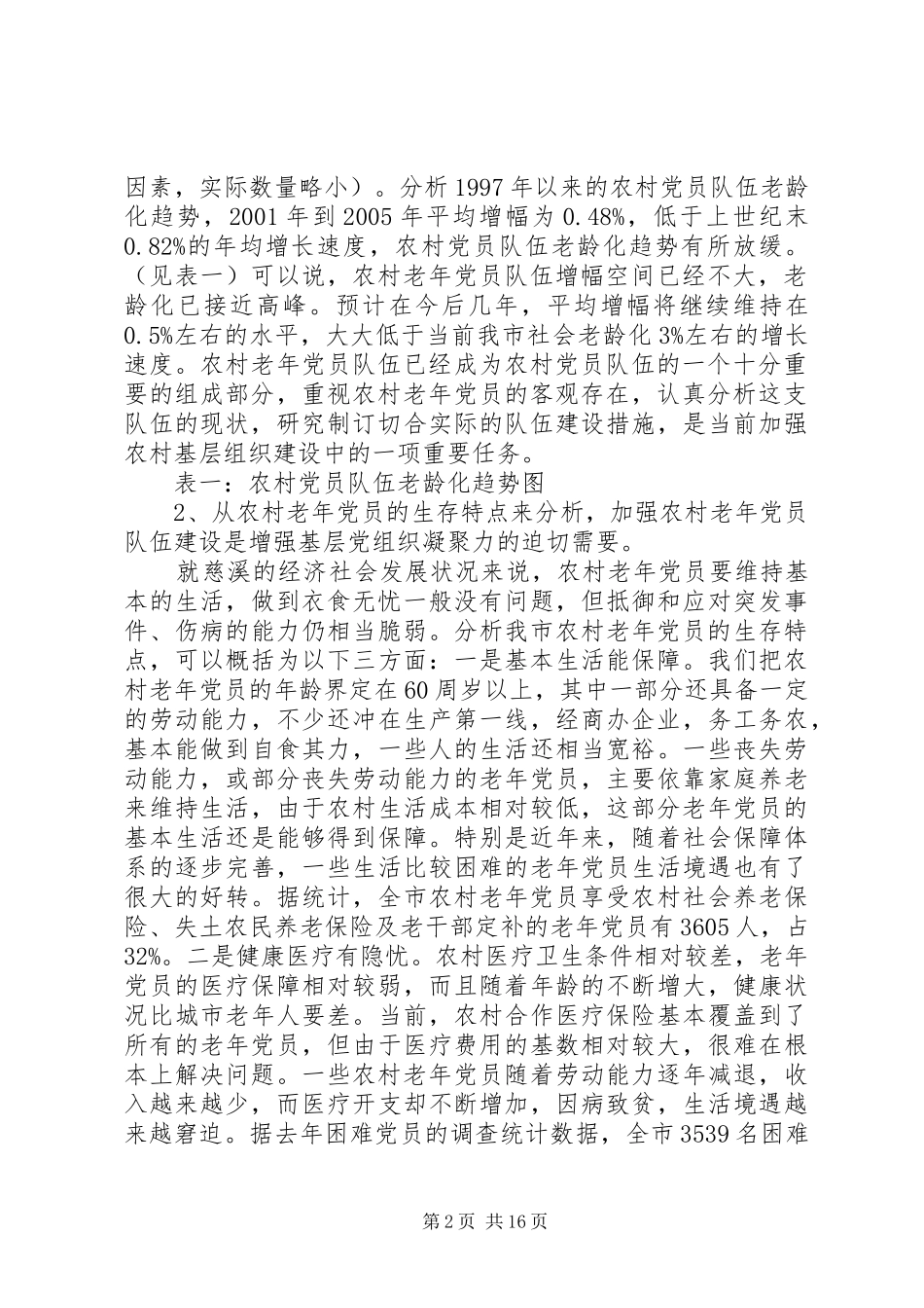 关于农村老年党员队伍建设的调查和建议农村党员队伍建设上存在的问题_第2页