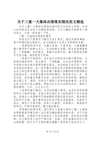 关于三重一大集体决策落实情况范文
